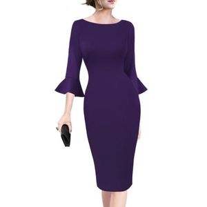 Vfemage Bell Sleeve Bodycon Dress Small